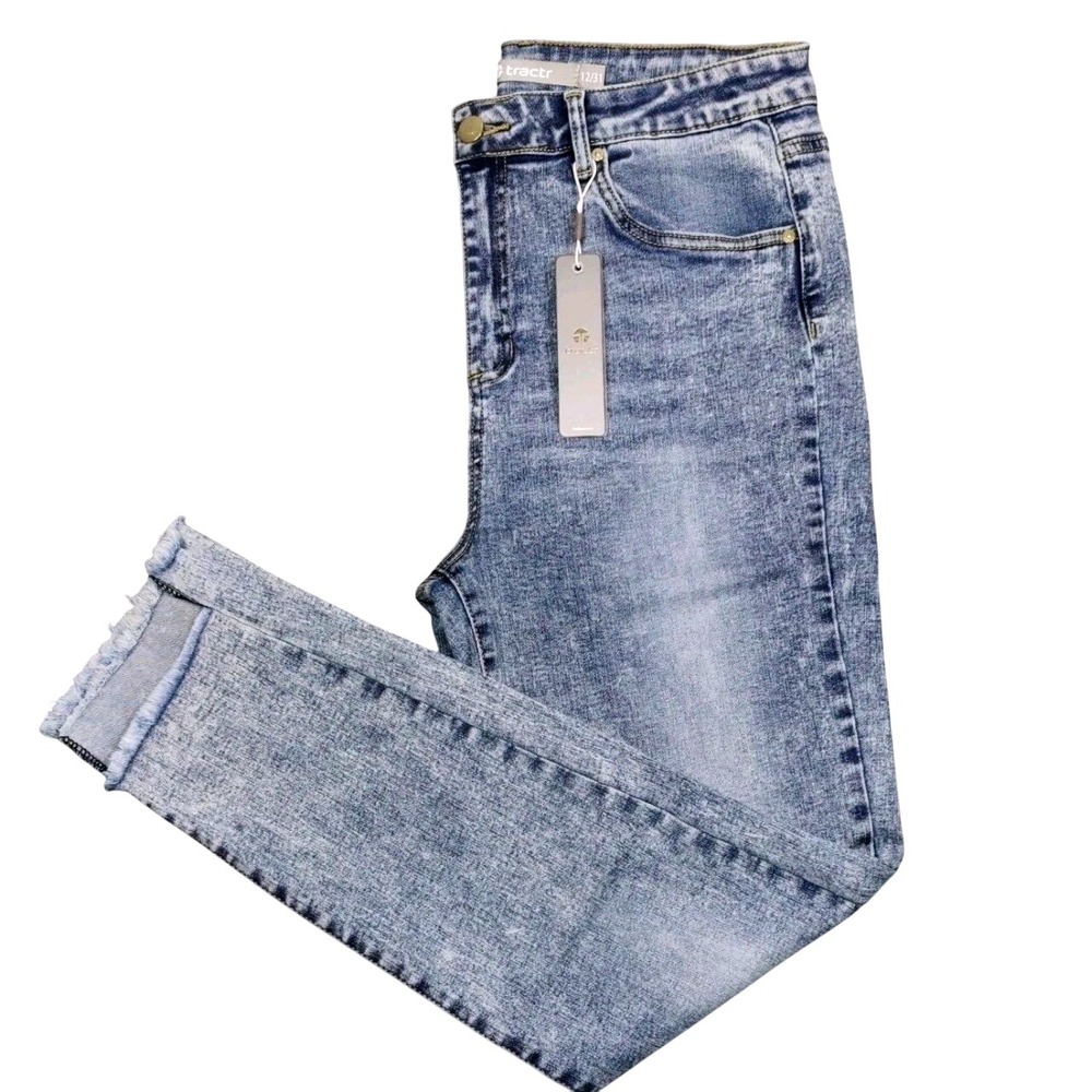 Tractr Mid Rise Jeans Slim Fit Distressed‎ Indigo Women's 4/27  #7158